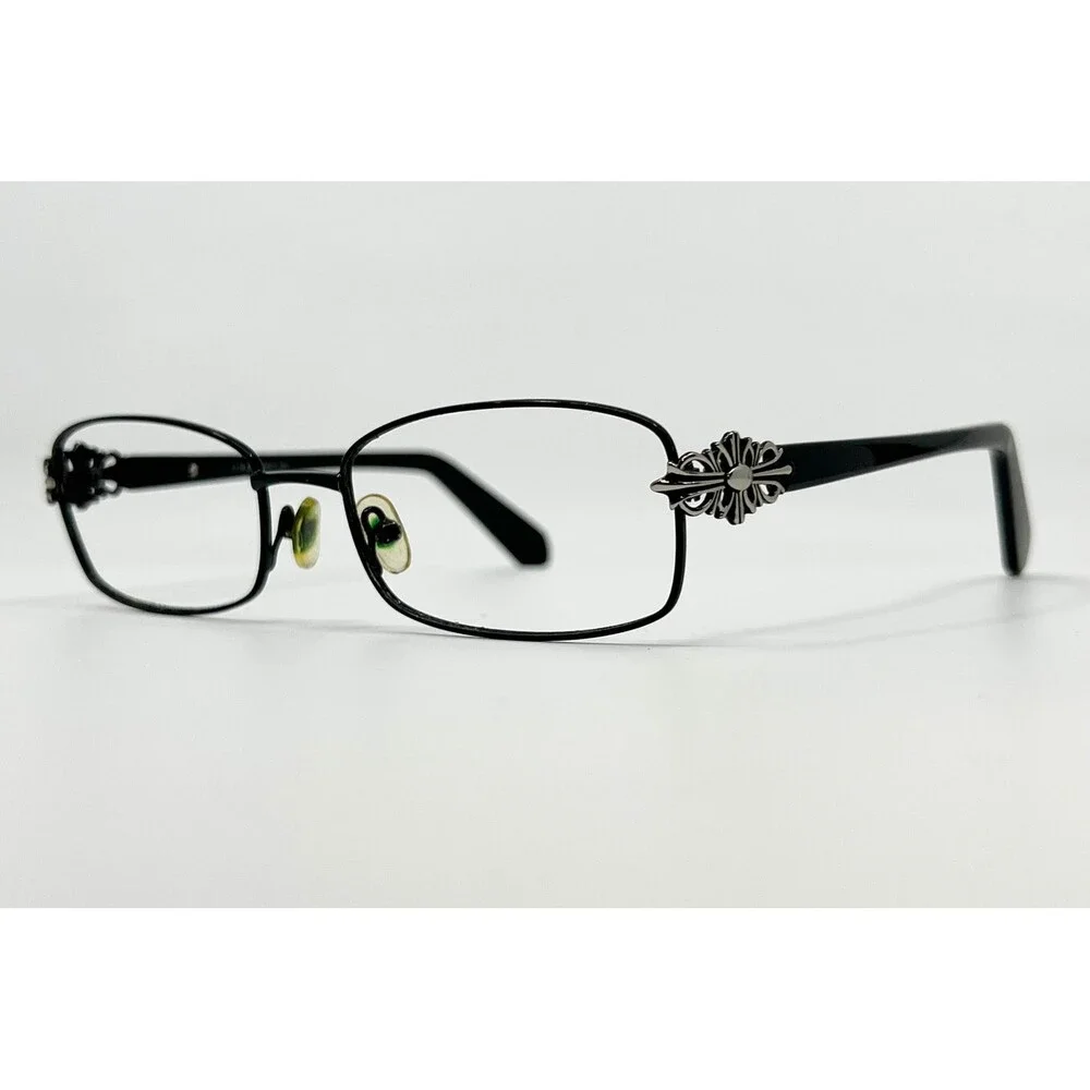 Kay Unger Eyeglasses Womens Black K179 BLK Metal Floral Hinge 52-17-140